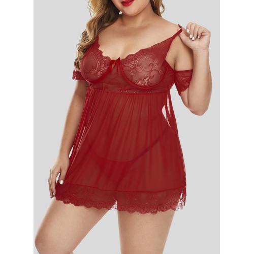 Ensemble de lingerie sexy en maille nuisette taille plus