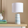 Unique White Ceramic Lamp With Artisan Stripes