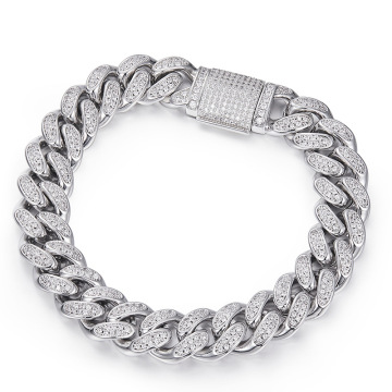 2022 Fashion Jewelry: S925 Sterling Silver Moissanite Cuban Bracelet for Men and Women