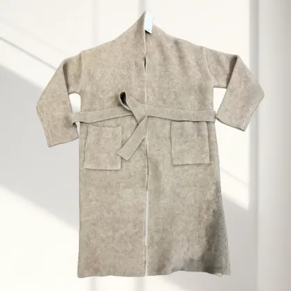 Premium Double-Sided Wool Coat in Oatmeal Color