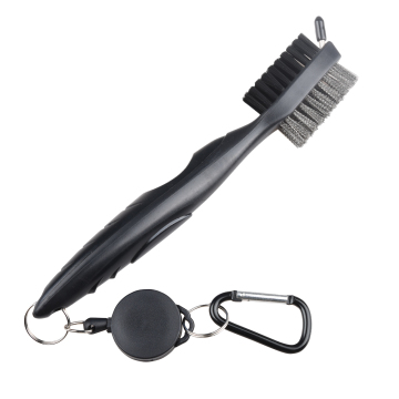 Retractable Zip-line Golf Club Cleaner: Wholesale Offer - Nylon & Steel Double-Sided Brush for Putter, Wedge, and Ball Cleaning