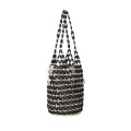 Vintage Wood Bead Knitted Bucket Bag