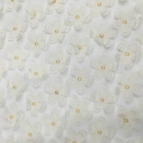 3D Chiffon Laser Cut Flower Embroidery Fabric
