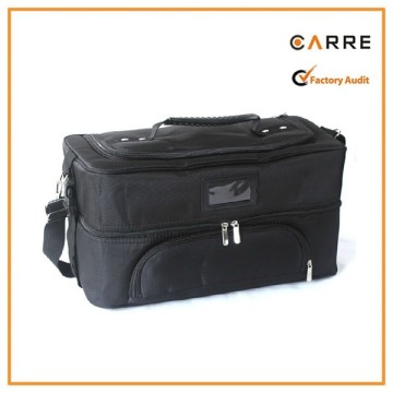 polyester beauty soft professional makeup train bag fabric cosmetic case with trays