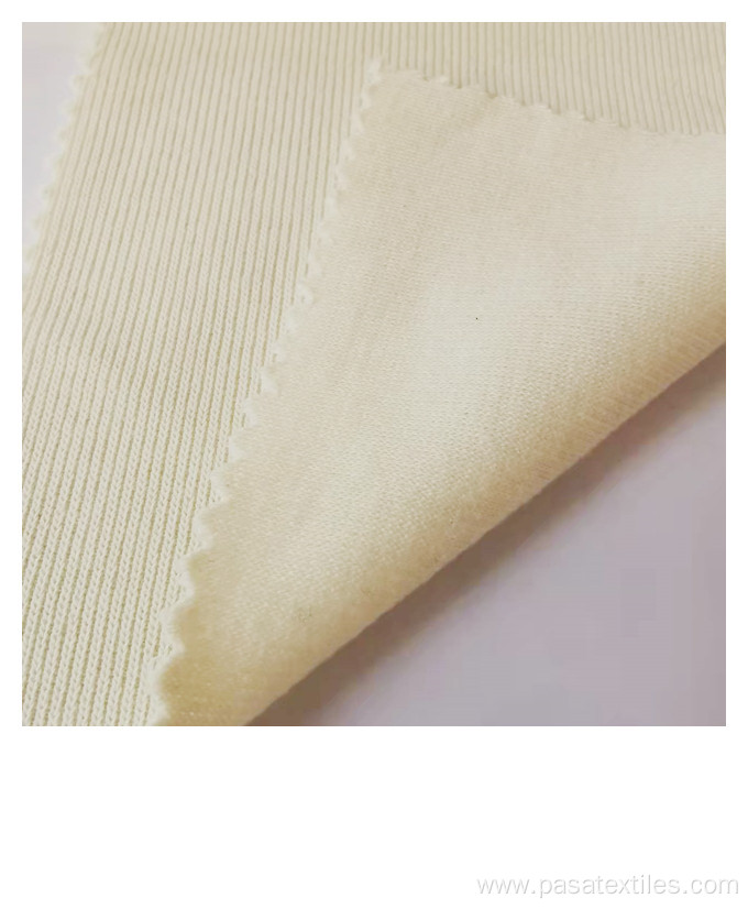 ivory cotton poly spandex ribbed stretch knitted fabric