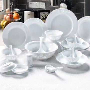 White Ceramic  Flower Dinner Sets
