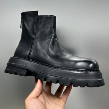 Kemayanni Wholesale Thick Soled Black Leather Chelsea Boots for Men and Women