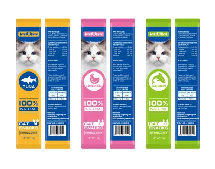 Lickable Cat Food: Chicken & Salmon Flavored Wet Cat Snacks 15g