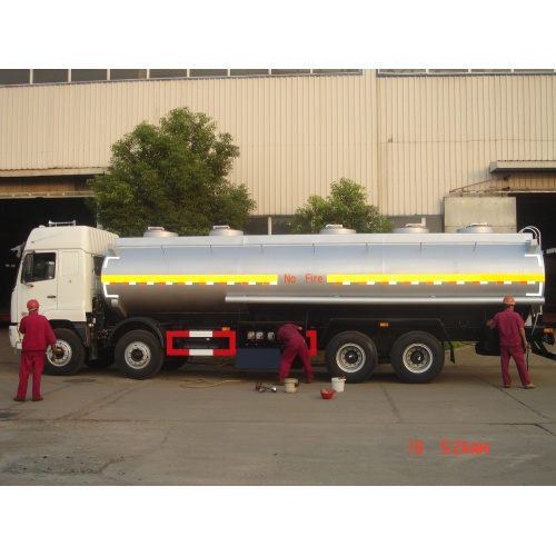 Silver - Grey Warning Oil Transport Tanker