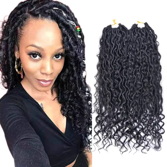 Goddess Faux Locs Crochet Hair Attachment For Braids New River Locs Twist Ombre Synthetic Crochet Braiding Hair Extensions