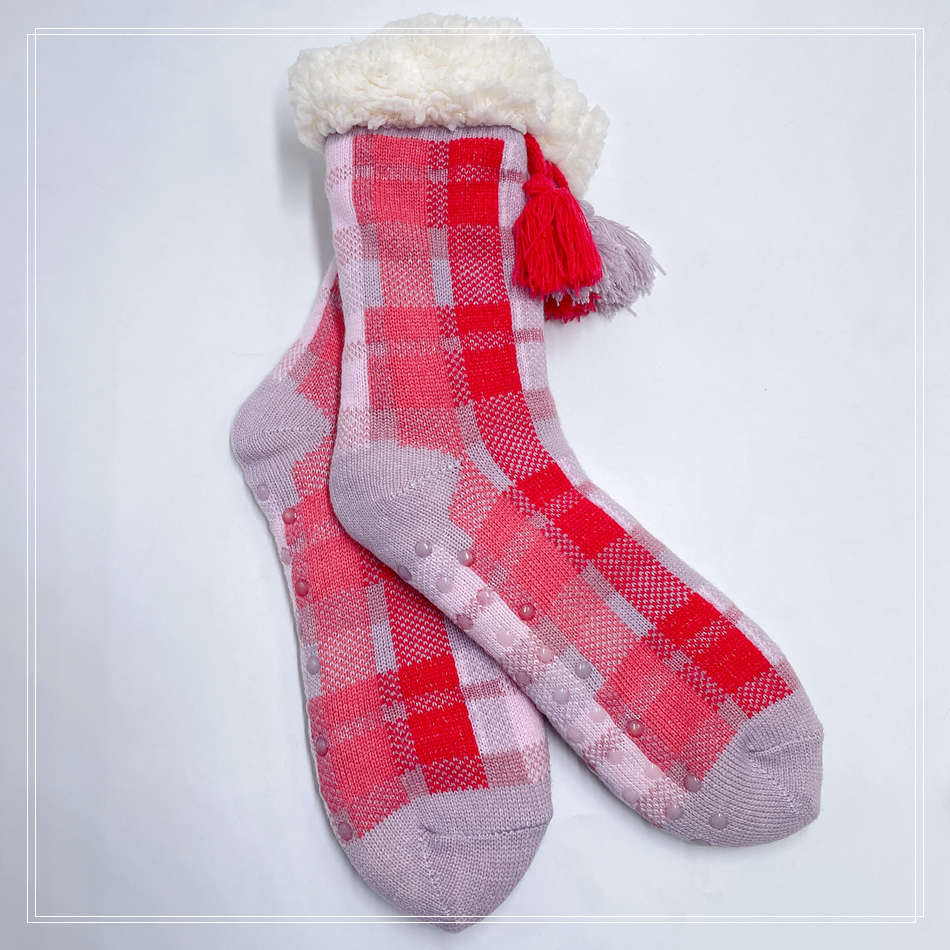 Plush coral socks Sleep socks for the home