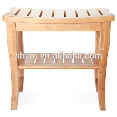 Deluxe Bamboo Shower Seat Bench With Storage Shelf, High Quality Deluxe