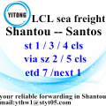 Carga de frete marítimo de Shantou para Santos