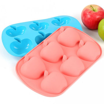 china factory 6 Cavity Mini Apple Silicone Cake Mold Pan 1PCS 25.8*16.8*3cm