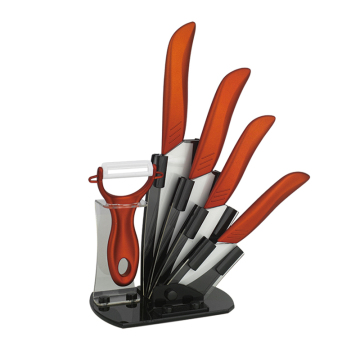 5pcs Ensemble de couteaux de cuisine en céramique Zirconia avec support en acrylique