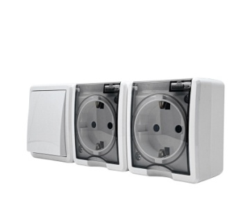 Block Double Schuko Power Outlet With Shutter Switch