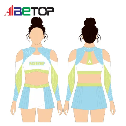 Blue and White Varsity Cheerleading Uniforms