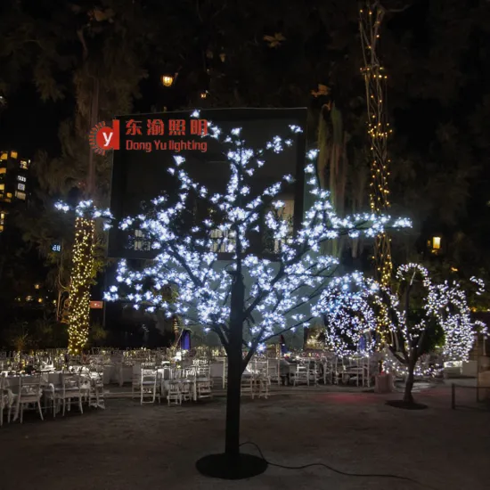 Wholesale Outdoor Artificial White Metal Cherry Blossom Tree with Lights for Holiday Decorations