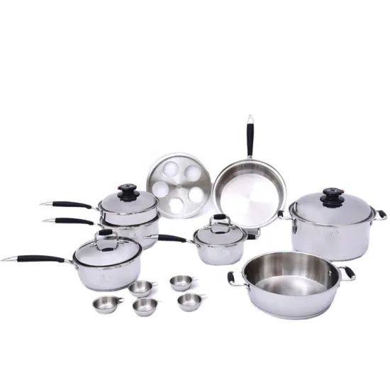 Surgical Stainless Steel T304 17pc Waterless Oilless Cookware Set
