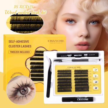 Dense 16 Rows Wool Curled Full Volume Self-Extension False Eyelashes