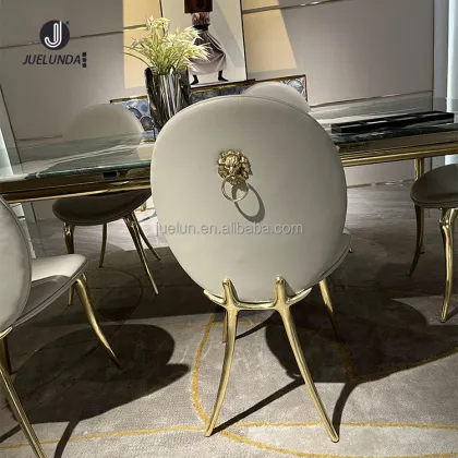 Luxury Gold Copper Modern Dining Table Set - Royal Foshan Furniture