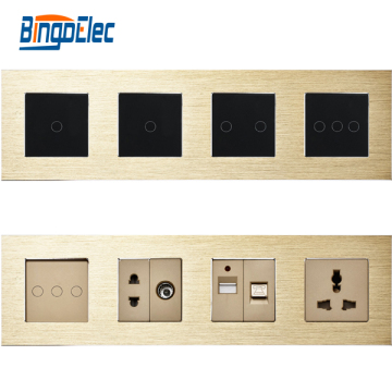 Bingoelec 4 Frame Aluminum Wall Switch and Socket Panel