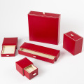 Red Texture Paper Drawer Custom Flocking Jewelry Box