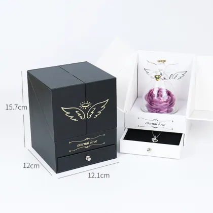 Wholesale Valentine's Day Gift: Real Red Square Austin Preserved Roses with Jewelry Box