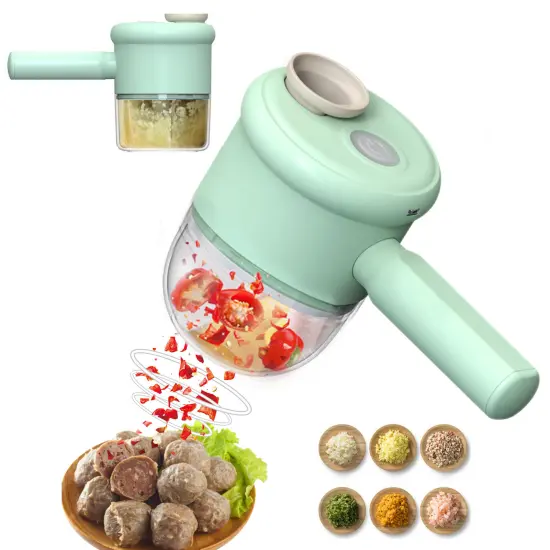 Multi-Function 4-in-1 Handheld Electric Kitchen Tool Set: Gatling Vegetable Chopper, Mini Wireless Electric Garlic Masher and More