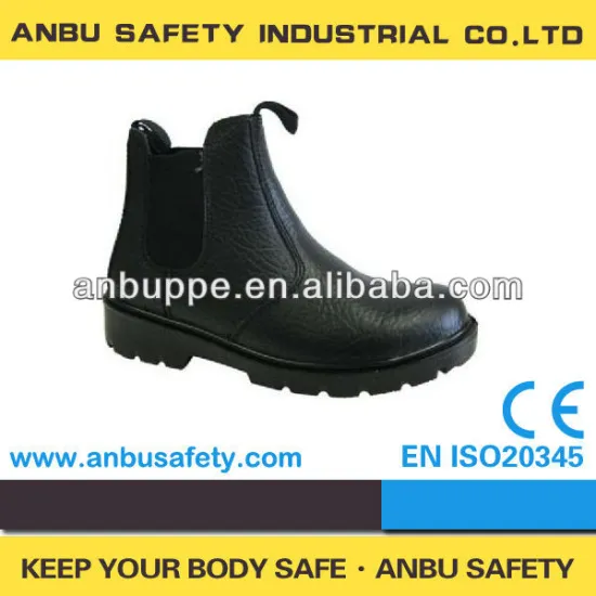 non lace UK name brand pull on style black ankle high working safety shoes