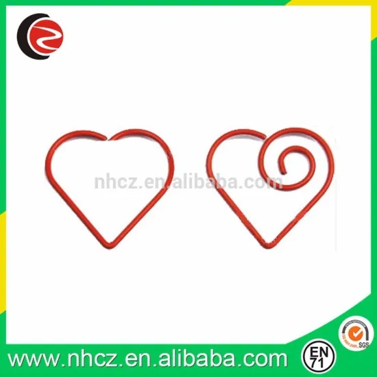 Nickle Heart Metal Shaped Paper Clips
