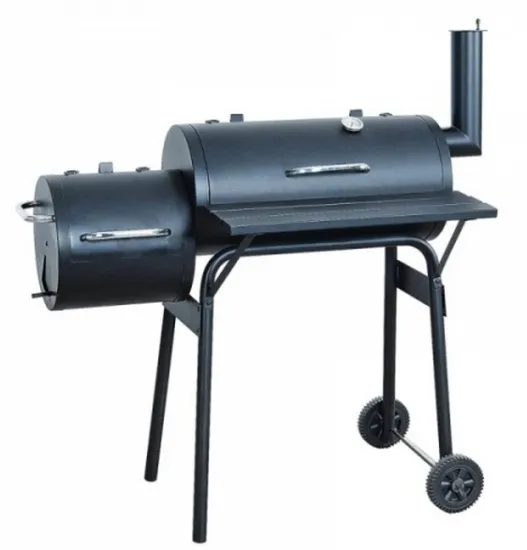 Heavy Duty Offset Barbecue Smoker Grill Wood Coal Bbq Trolley Commercial Steel Stainless Steel Drum Trolley Simple Design Morden