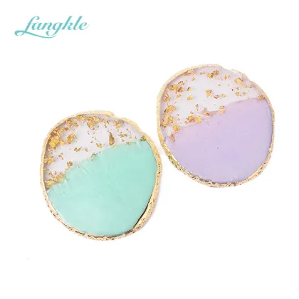 Wholesale Latest Round Resin Nail Palette with Golden Flake
