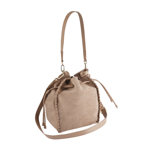 Retro Drawstring Genuine Leather Shoulder Bag