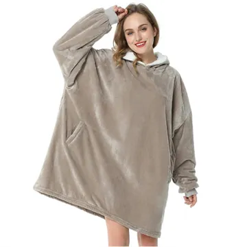 Thick Winter Warm Ultra Soft Plash Sherpa Fleece Sweatshirt TV Oversized Hoodie Blanket