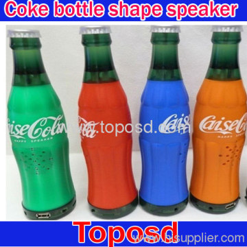 Promotional Portable Coca Cola Bottle Speaker With Usb Sd Card 