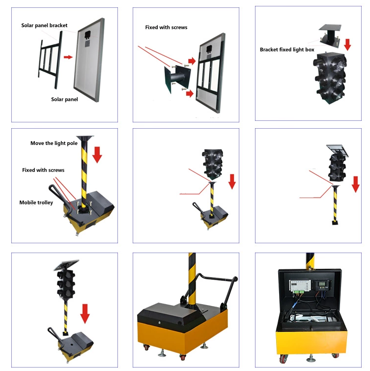 Solar Panel LED Traffic Signal Lights 