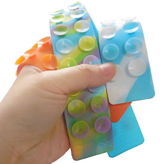 Multicolored Therapeutic Compression Silicone Wrist Mini Squeeze Fidget Bracelet and Suction Toys for Autistic Children and Babies