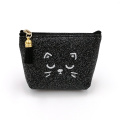 Canvas Coin Bags Custom cartoon cat glitter PU coin purse Factory