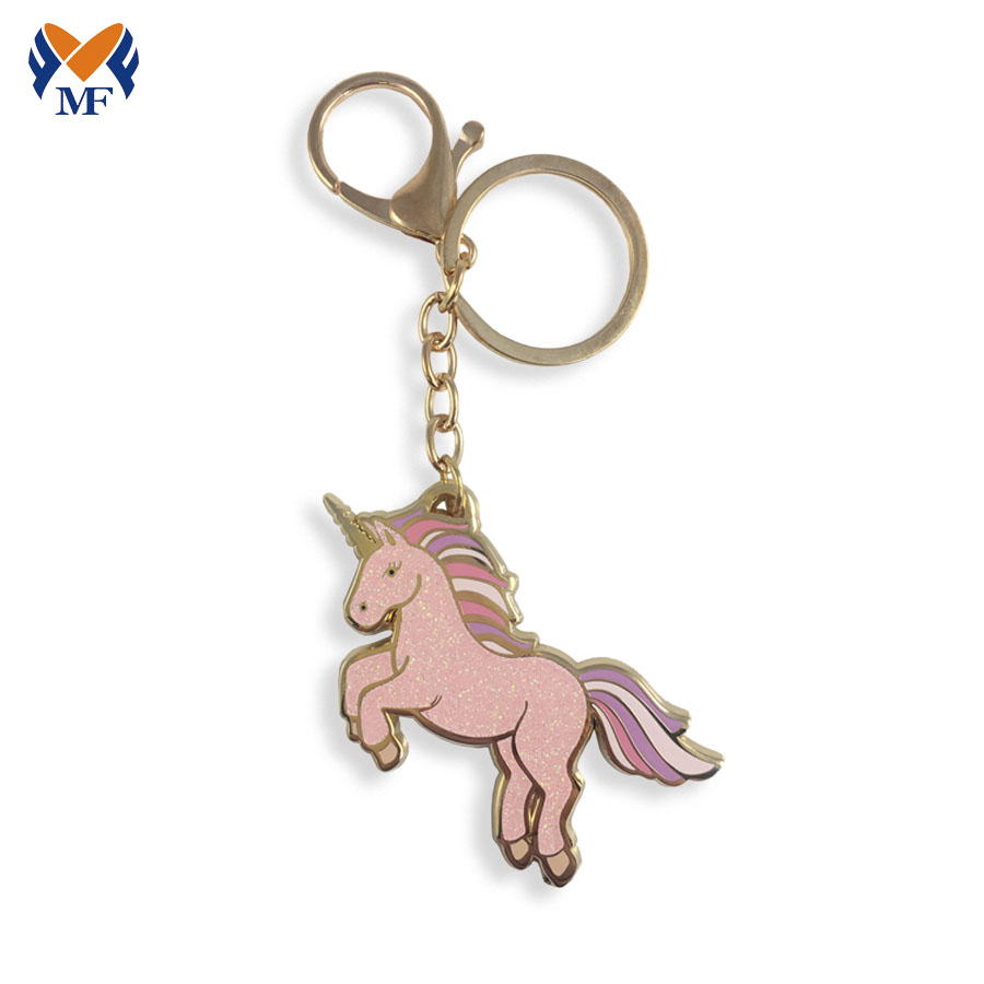 Concevez votre propre porte-clés licorne en émail rose