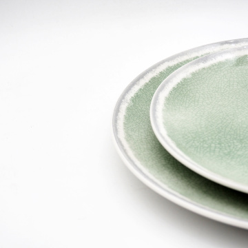 Crackle Glazed Ceramic Sernery Green Ceramic Tableware