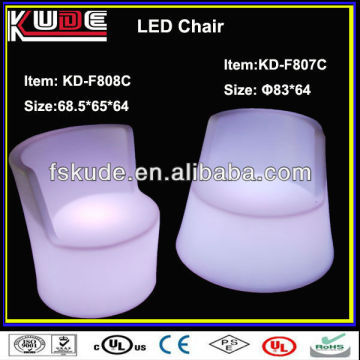 LED illuminated white garden plastic chairs/white plastic lounge chair/modern plastic chair
