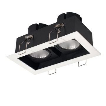 2*30W COB Indoor Grille Down Light - Square and Rectangular Recessed LED Downlight with Adjustable Spot Head