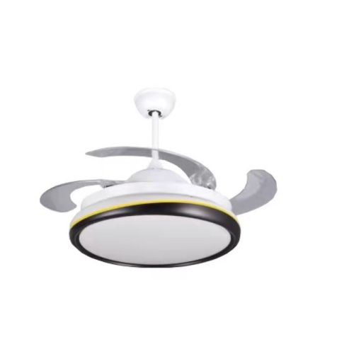 42-inch White Retractable Modern Ceiling Fan with 4-blades