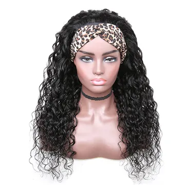 Wholesale 100%Human Hair Headband Wig Natural Water Wave Indian Cuticle Aligned Human Hair Non Lace Closure Wigs For Black Women