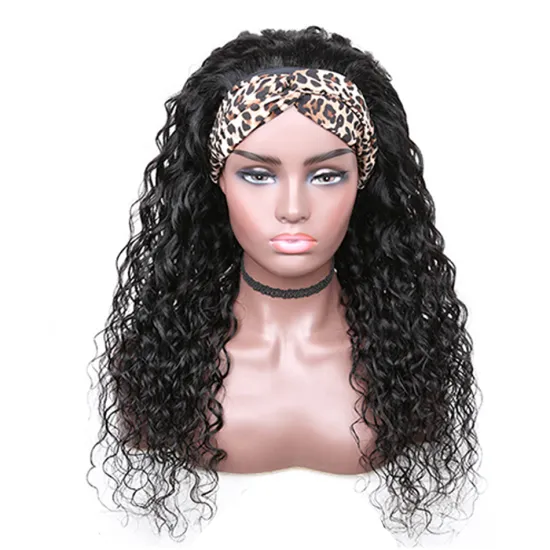 Wholesale 100%Human Hair Headband Wig Natural Water Wave Indian Cuticle Aligned Human Hair Non Lace Closure Wigs For Black Women