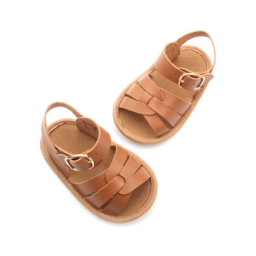 Sandálias de bebê de verão de couro listrado