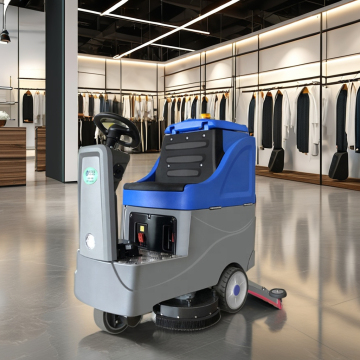 Compact Battery-Powered Walk-Behind Scrubbing Machine with 4 Batteries