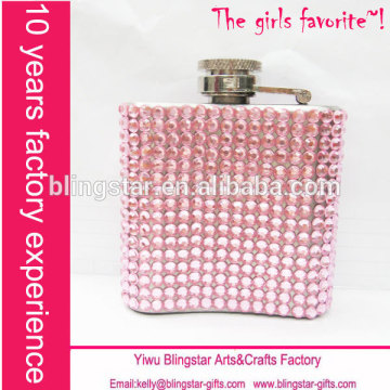 wholesale 4oz whisky vacuum hip flasks with rhinetsones