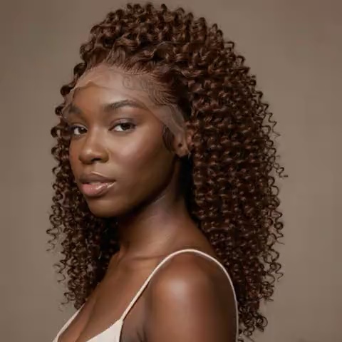 Medium Brown Deep Wave Human Hair Wig